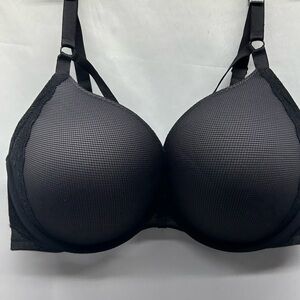 Torrid Black Push Up Plunge Women's Bra 44D Lace Trim 4 Hook Closure